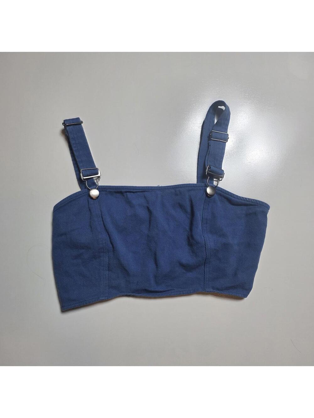 Lottie Moss Blue Cropped Tank Top with Adjustable Straps